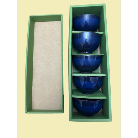 Japanese Ceremonial Tea Cups Blue Glazed Cups Pottery Vintage Japan - Picture 1 of 7